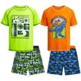 thumbnail image 1 of Quad Seven Boys' Rash Guard Swim Set - 4 Piece Quick Dry Swimsuit Trunk and Swim Shirt (Sizes: 5-12), 1 of 7