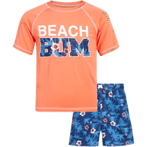 Quad Seven Boys' Rashguard Set - Short Sleeve Swim Shirt and Bathing Suit Set (Size: 4-12)