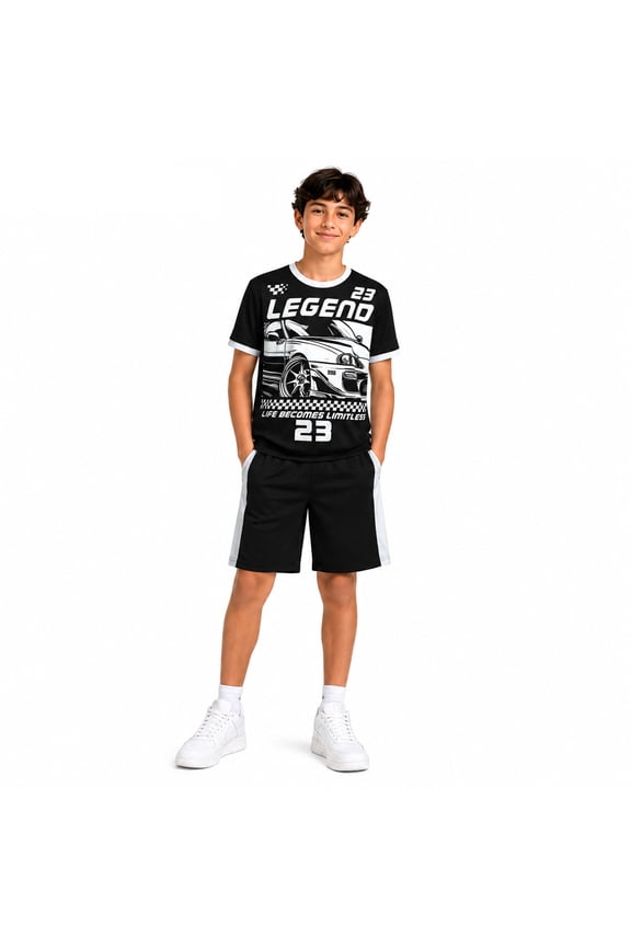 Boys Activewear Set – 2 Piece Athletic Basketball Shirt and Gym Shorts, Lightweight Breathable Sports Outfit for Boys