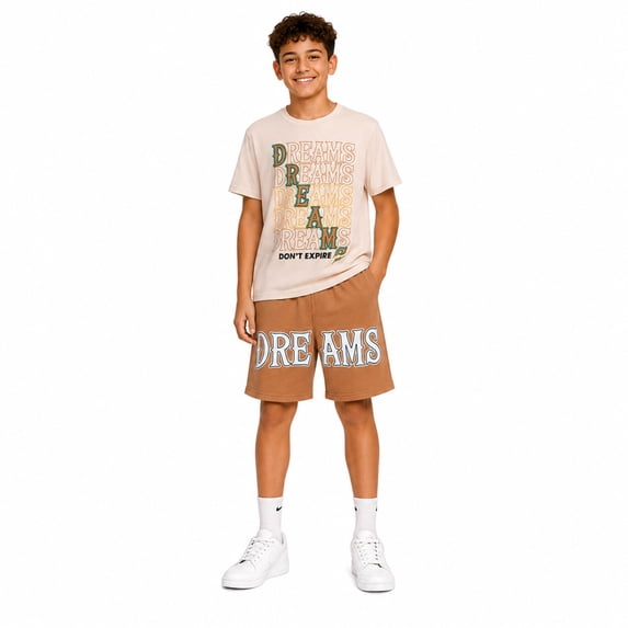 Quad Seven Boys Short Set Printed Graphic Short Sleeve Shirt & French Terry Matching Shorts 2 Piece
