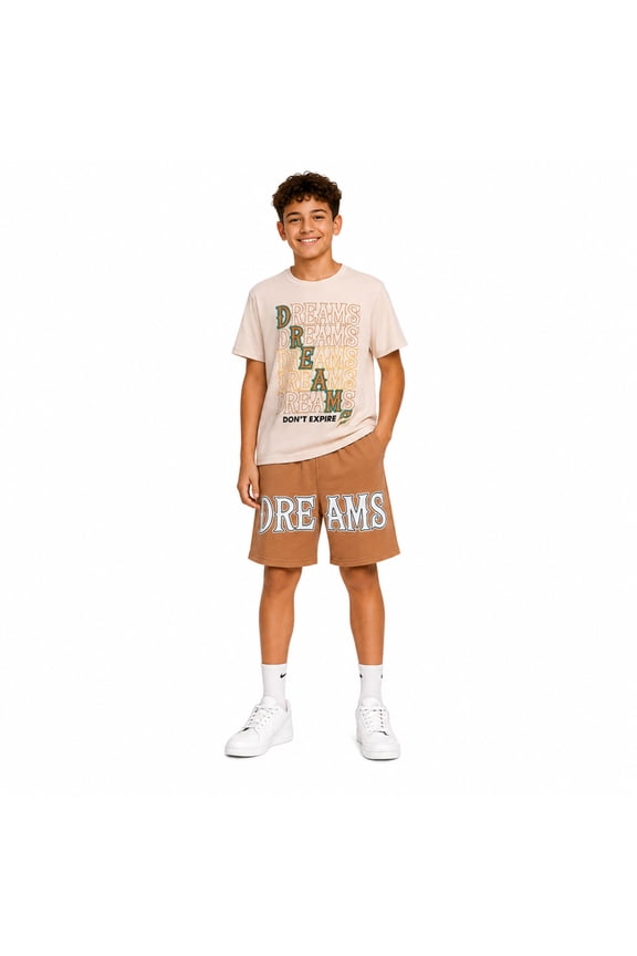 Boys Short Set Printed Graphic Short Sleeve Shirt & French Terry Matching Shorts 2 Piece