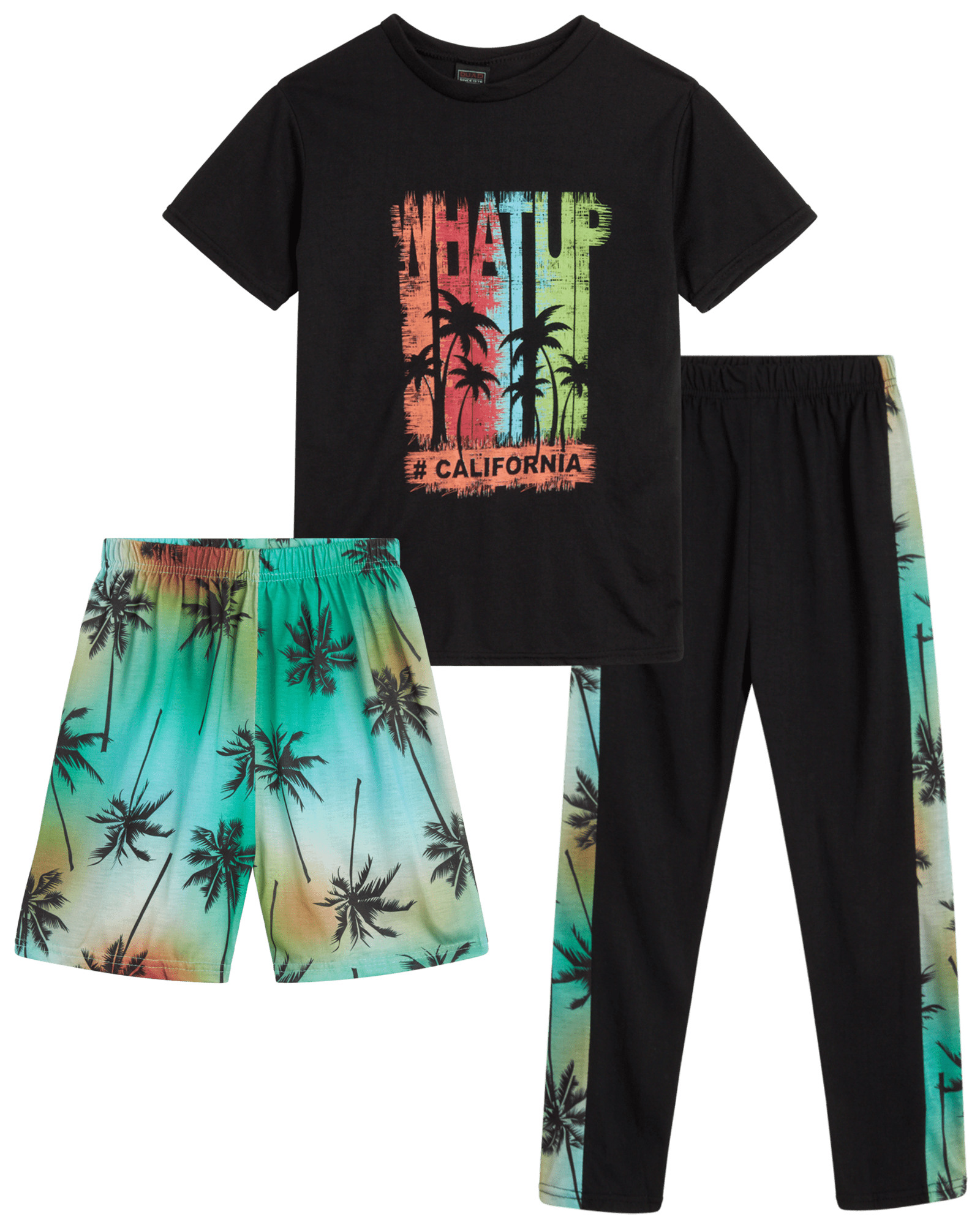 Quad Seven Boys' Sublimation Print Pajama Set 3 Piece Sleep Shirt