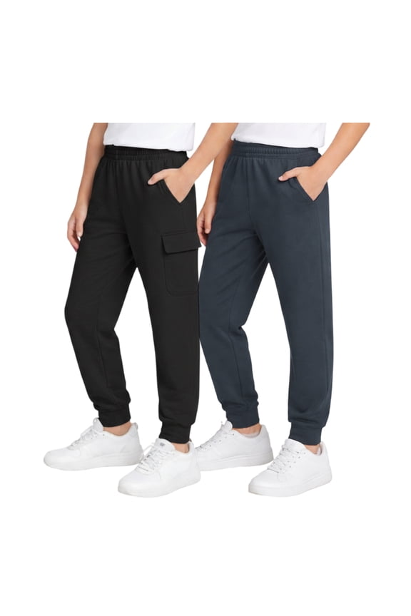 Boys Sweatpants Cozy Lightweight Fleece Athletic Joggers and Cargo Pants 2 Pack
