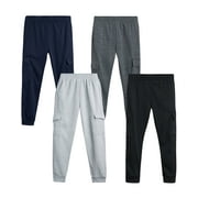 Quad Seven Boys’ Sweatpants – 4 Pack Active Fleece Cargo and Basic Jogger Pants (Size: 4-18)