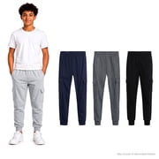 Quad Seven Boys Sweatpants Soft Active Fleece Cargo and Basic Jogger Pants with Pockets 4 Pack