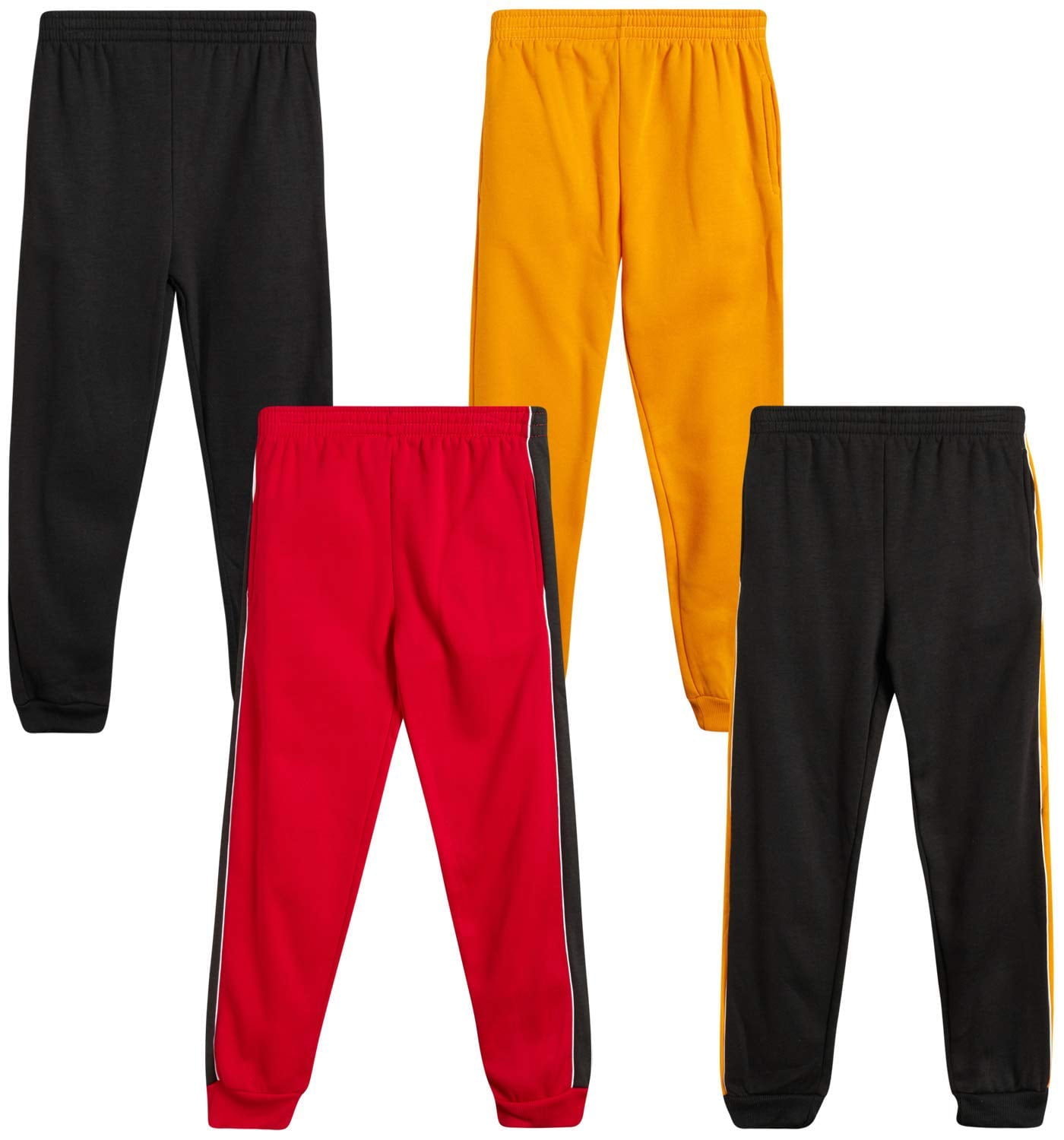Quad Seven Boys’ Sweatpants 4 Pack Active Fleece Cargo and Basic