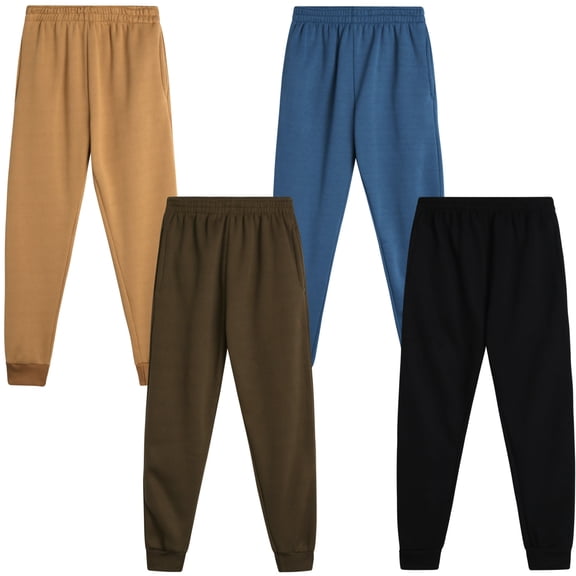 Quad Seven Boys’ Sweatpants – 4 Pack Active Fleece Joggers (Size: 4-18)