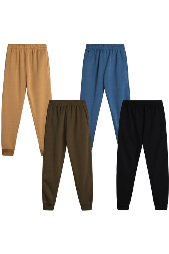 Boys’ Sweatpants – 4 Pack Active Fleece Joggers (Size: 4-18)
