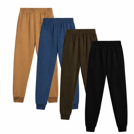 Quad Seven Boys’ Sweatpants – 4 Pack Active Fleece Joggers (Size: 4-18)