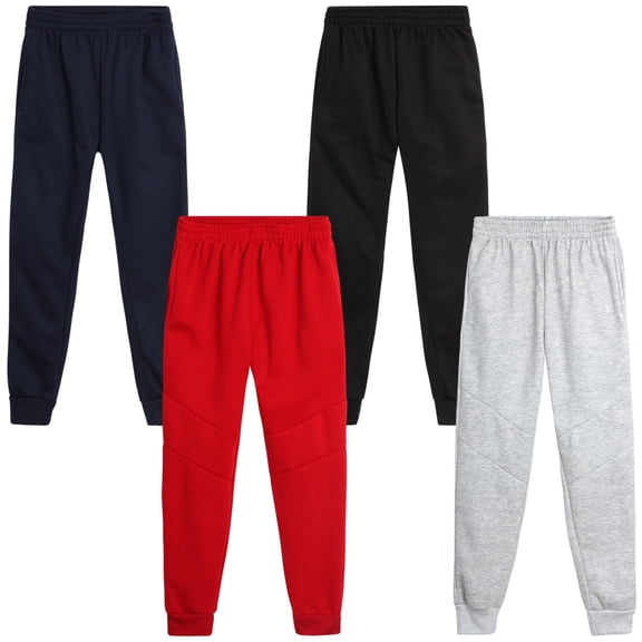 Quad Seven Boys’ Sweatpants – 4 Pack Active Fleece Joggers (Size: 4-18)