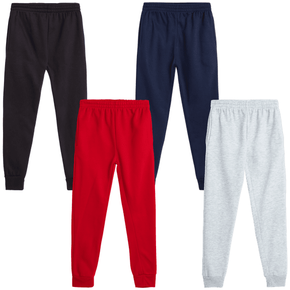 Quad Seven Boys’ Sweatpants – 4 Pack Active Fleece Joggers (Size: 4-18)