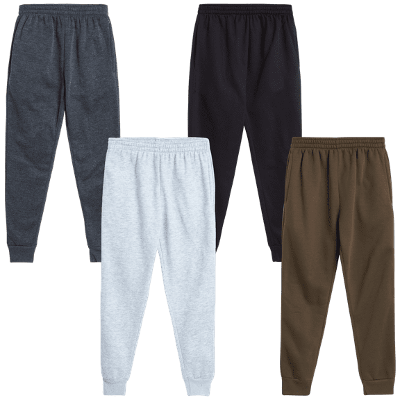 Quad Seven Boys’ Sweatpants – 4 Pack Active Fleece Joggers (Size: 4-18)