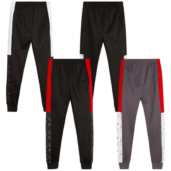 Quad Seven Boys' Sweatpants - 4 Pack Active Tricot Jogger Track Pants (Size: 4-18)