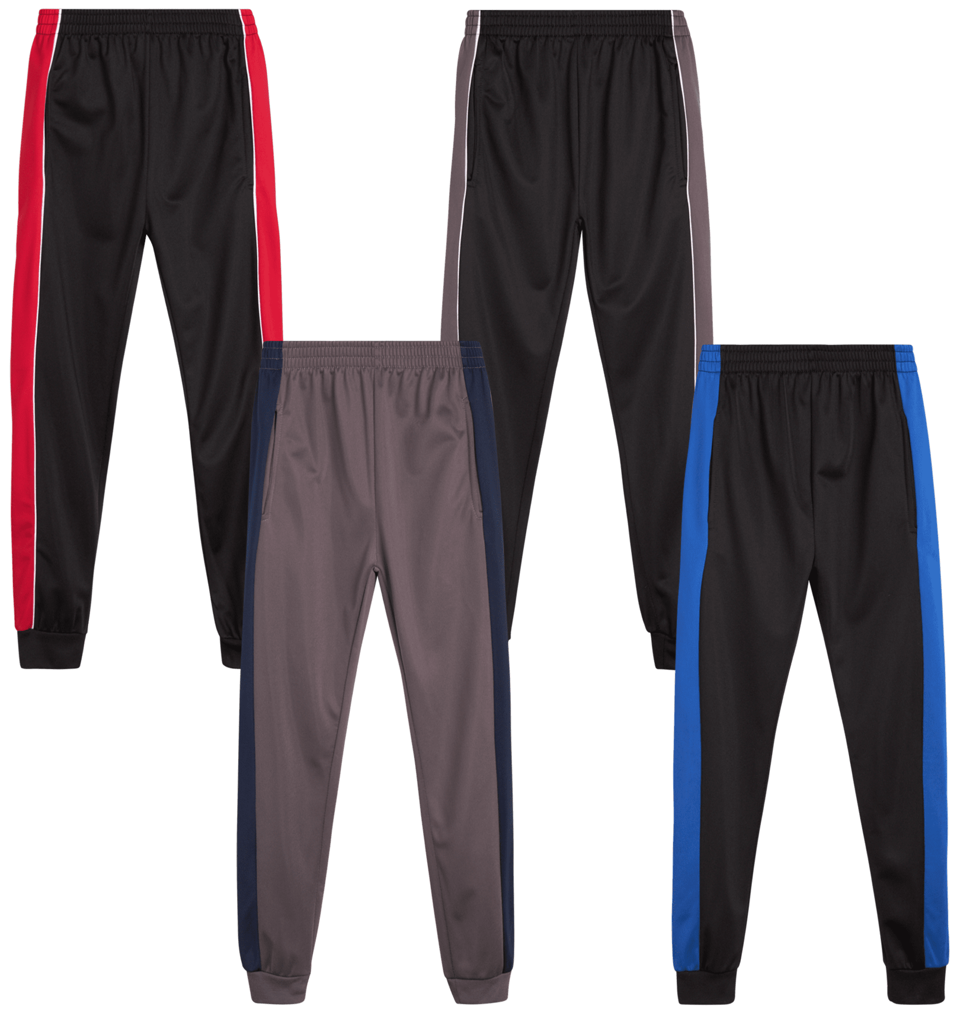 Quad Seven Boys' Sweatpants - 4 Pack Active Tricot Jogger Track Pants (Size:  4-18) 