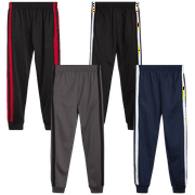 Quad Seven Boys' Sweatpants - 4 Pack Active Tricot Jogger Track Pants (Size: 4-18)