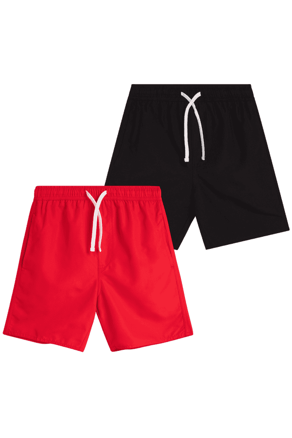Boys' Swim Trunks - 2 Pack Basic Solid Quick Dry Board Shorts Bathing Suit (8-18)