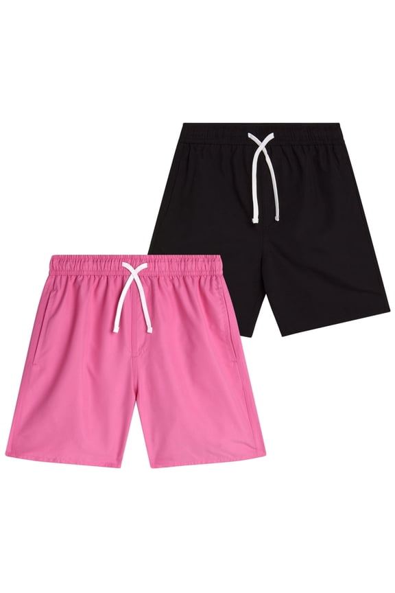 Boys' Swim Trunks - 2 Pack Basic Solid Quick Dry Board Shorts Bathing Suit (8-18)
