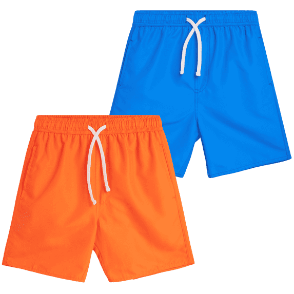 Quad Seven Boys' Swim Trunks - 2 Pack Basic Solid Quick Dry Board Shorts Bathing Suit (8-18)
