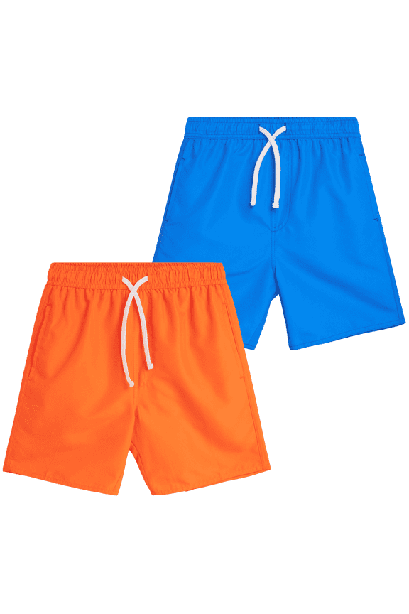 Boys' Swim Trunks - 2 Pack Basic Solid Quick Dry Board Shorts Bathing Suit (8-18)