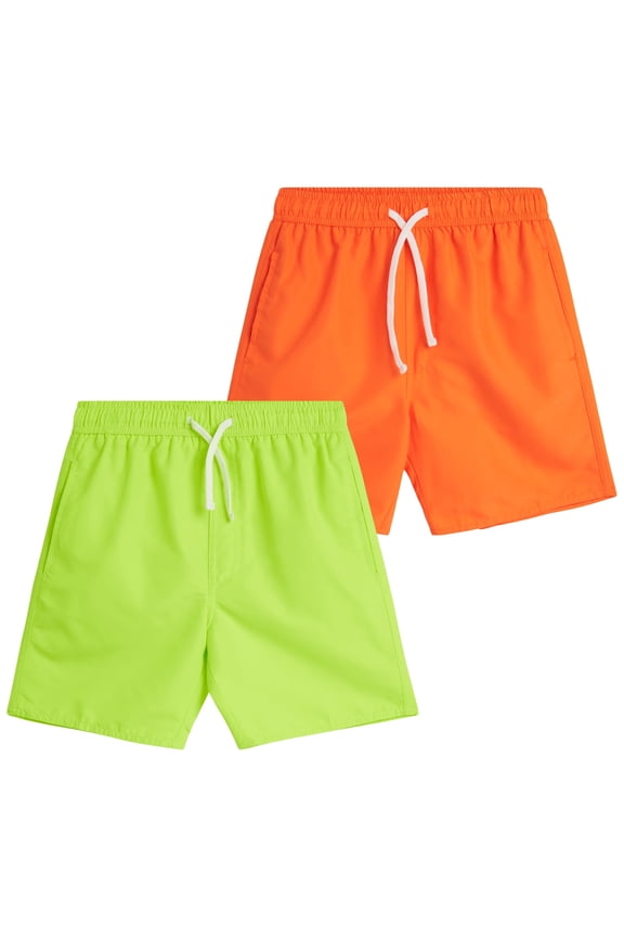 Boys' Swim Trunks - 2 Pack Basic Solid Quick Dry Board Shorts Bathing Suit (8-18)
