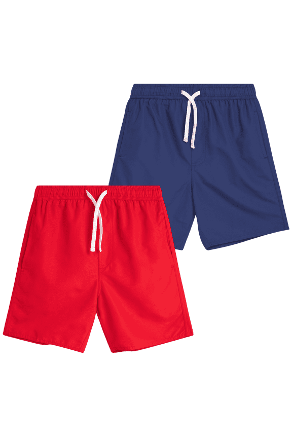 Boys' Swim Trunks - 2 Pack Basic Solid Quick Dry Board Shorts Bathing Suit (8-18)