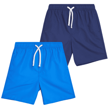 Quad Seven Boys' Swim Trunks - 2 Pack Basic Solid Quick Dry Board Shorts Bathing Suit (8-18)