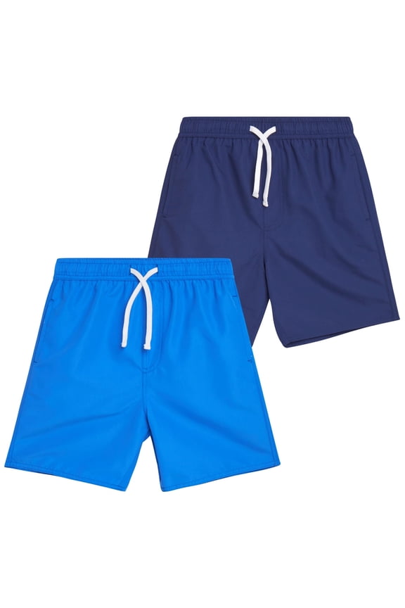 Boys' Swim Trunks - 2 Pack Basic Solid Quick Dry Board Shorts Bathing Suit (8-18)