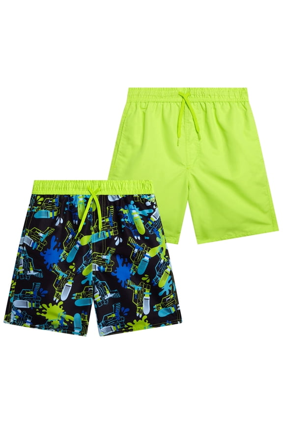 Boys' Swim Trunks - 2 Pack Quick Dry Board Shorts Bathing Suit (Size: 8-18)