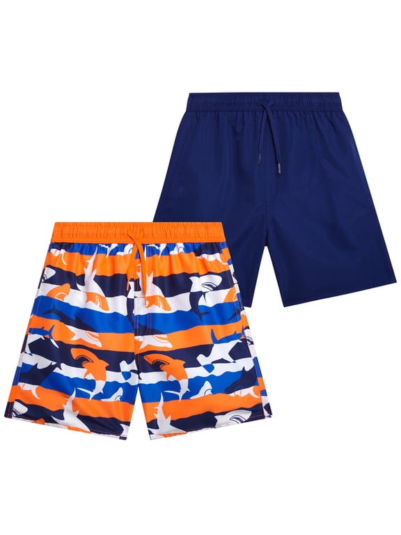 Boys' Swim Trunks - 2 Pack Quick Dry Board Shorts Bathing Suit (Size: 8-18)