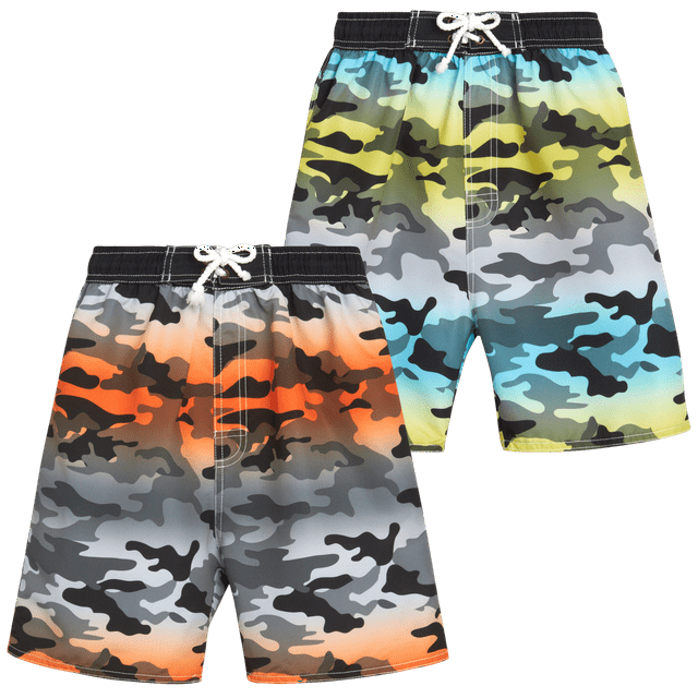 Quad Seven Boys' Swim Trunks 2 Pack Quick Dry Board Shorts Bathing