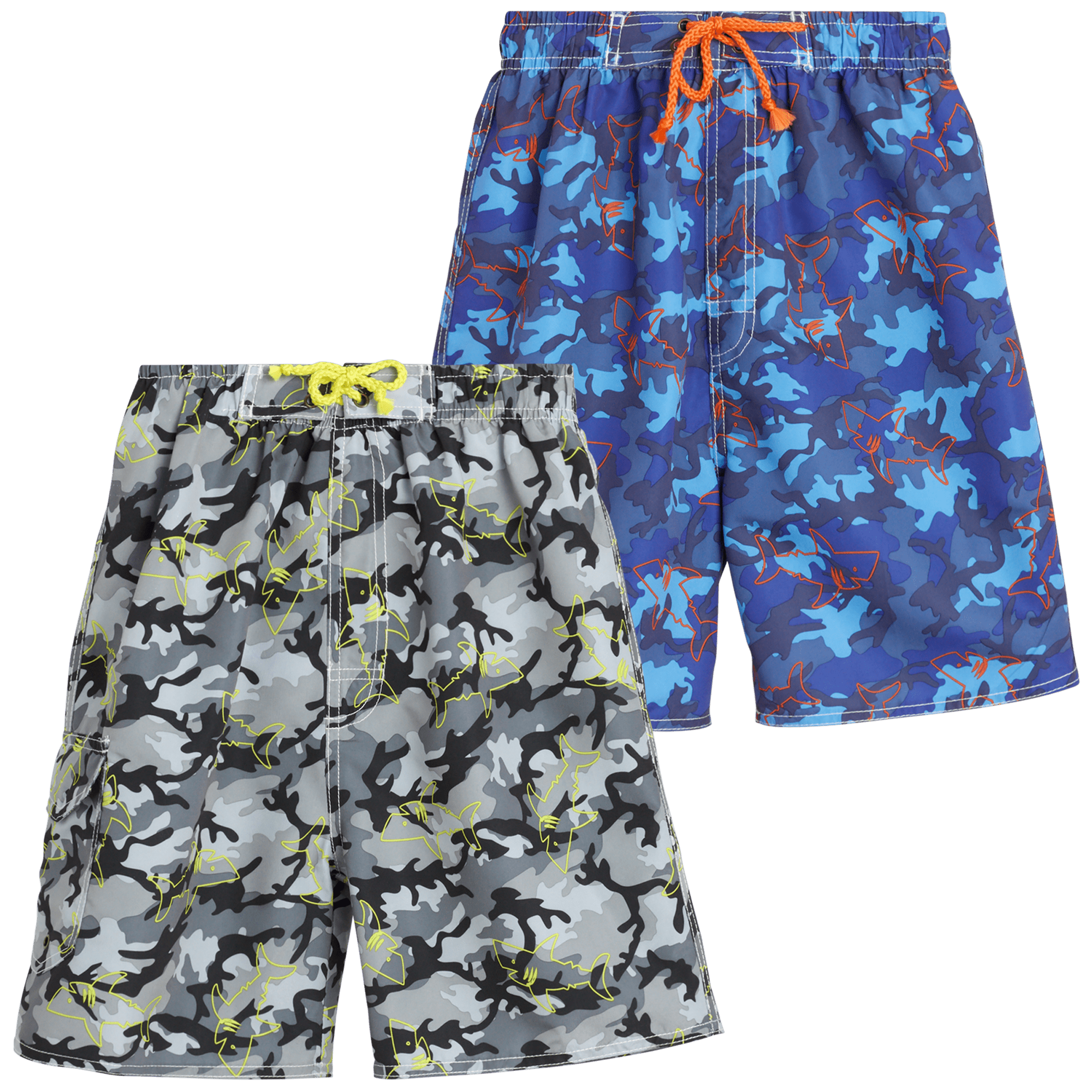 Quad Seven Boys' Swim Trunks 2 Pack Quick Dry Board Shorts Bathing