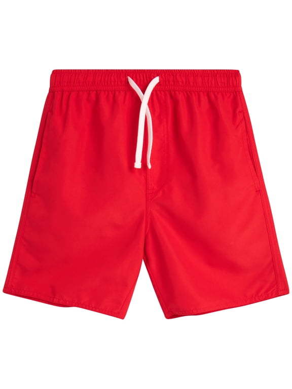 Boys Swim Trunks Basic Solid Quick Dry Board Shorts Bathing Suit with Mesh Lining