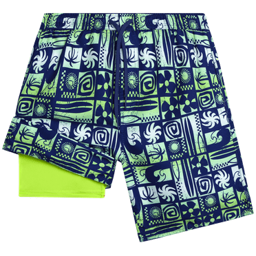 Quad Seven Boys Swim Trunks with Compression Liner - Quick Dry Swimming Trunks for Boys (Sizes: 8-14)
