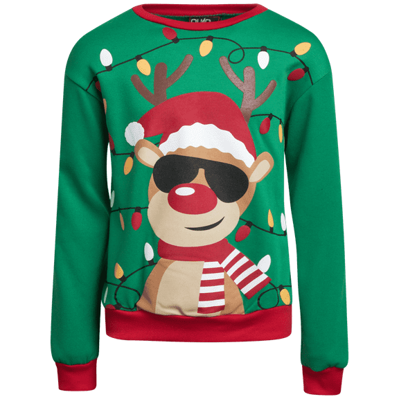 Quad Seven Boys' Ugly Christmas Sweater - Fleece Novelty Xmas Holiday Party Pullover Sweatshirt (4-18)