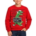 thumbnail image 1 of Quad Seven Boys Ugly Christmas Sweater Fleece Novelty Xmas Holiday Party Pullover Sweatshirt Red Dino Can Explain, 16/18, 1 of 7