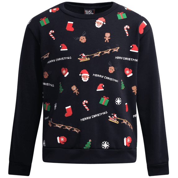 Quad Seven Boys' Ugly Christmas Sweater - Fleece Novelty Xmas Holiday Party Pullover Sweatshirt (4-18)