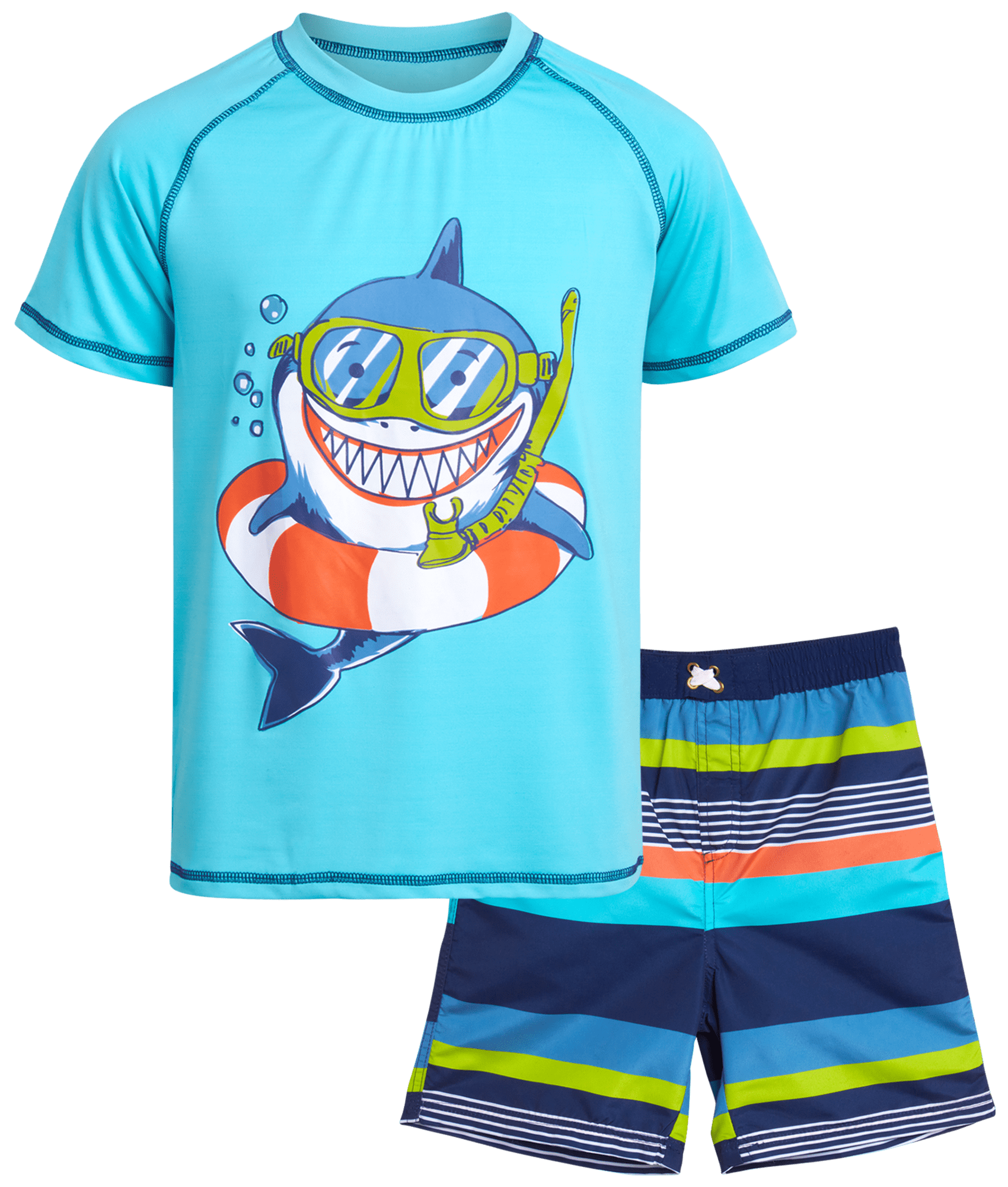 Quad Seven Boys' Rashguard Trunks Set - Short Sleeve Swim Shirt and Bathing Suit for Youth (Size: 4-12)