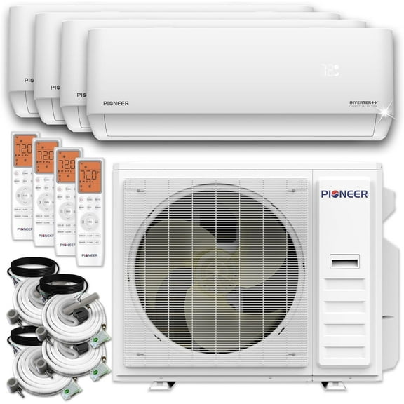 Quad Split 36000 BTU 3-Ton Quantum Ultra Wi-Fi 22.5 SEER Energy-Star Multi (4) Zone Wall Mount Air Conditioner Heat Pump 230-Volt