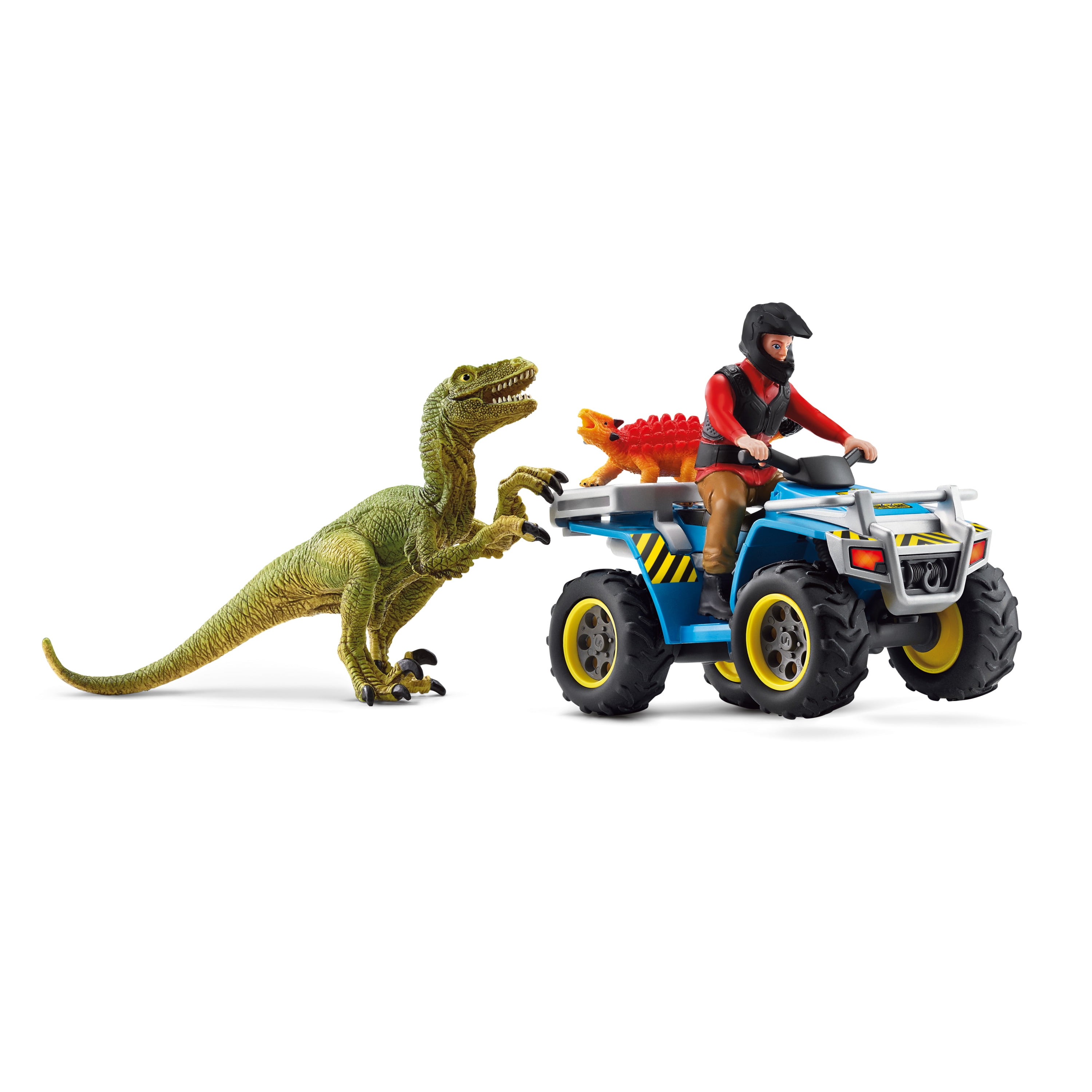 Schleich Dinosaurs - Dinosaur Toy Set for Boys and Girls - Quad Escape from Velociraptor Set with ATV Truck - Ages 4+