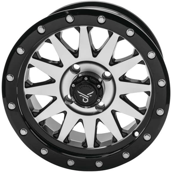 QuadBoss Wagon Wheel 15x7 4/137 Bolt Pattern 5+2 Offset Black/Machined