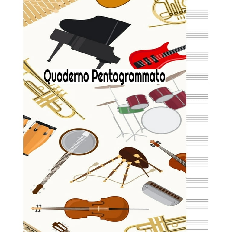 Quaderno Pentagrammato : Quaderno di musica pentagrammato - 60 pagine, 12  pentagrammi per pagina, Dimensione 20,32 x 25,4 cm. (Paperback)