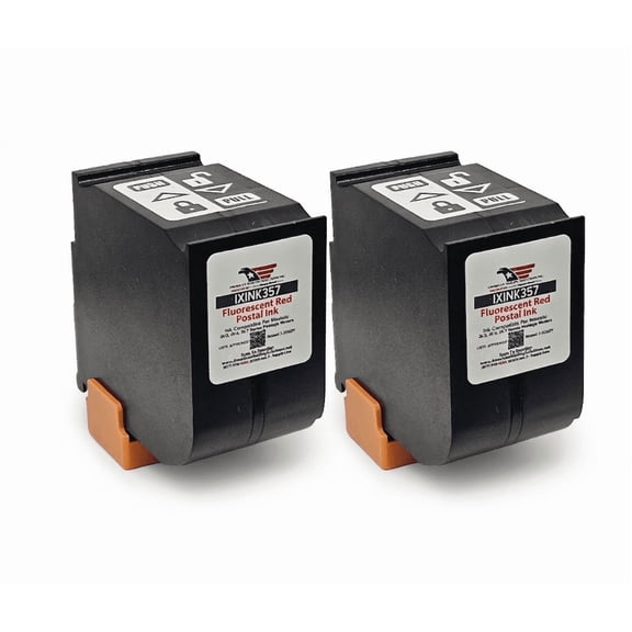 Quadient IXINK357 | 2-Pack | Fluorescent Red Ink Cartridge replacement for the iX-3, iX-5, iX-7, iX-7PRO Series Postage Meters, 17,000 Yields, USPS-Approved, USA Made