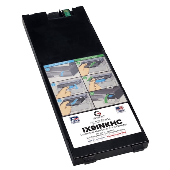 Quadient  IX9 / IXINK9HC High-Capacity Compatible Red Ink Cartridge for IX9 Series Mailing Systems - USPS Compliant