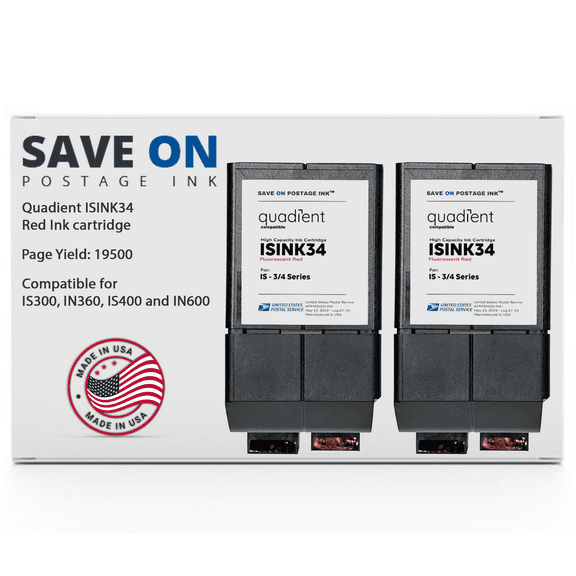 Quadient | Neopost Compatible ISINK34 Red Ink Cartridge for IS300, IN360, IS400, IN600