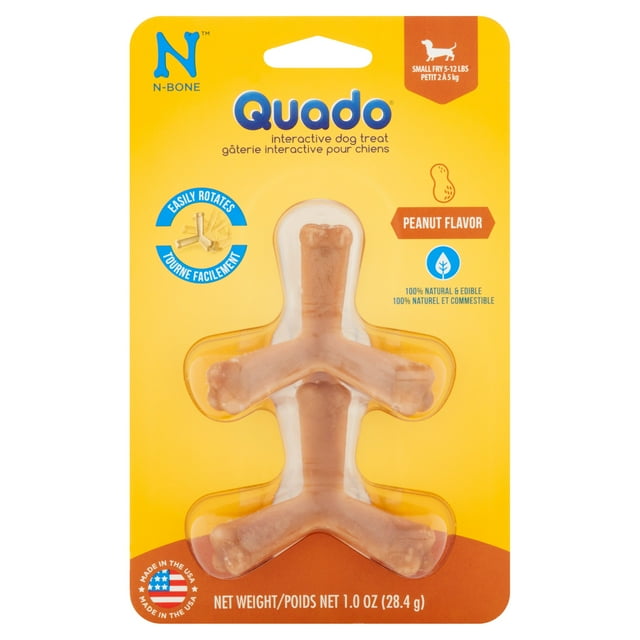Quado NBone Peanut Flavor Interactive Dog Treat Small Fry 512 lbs, 1.