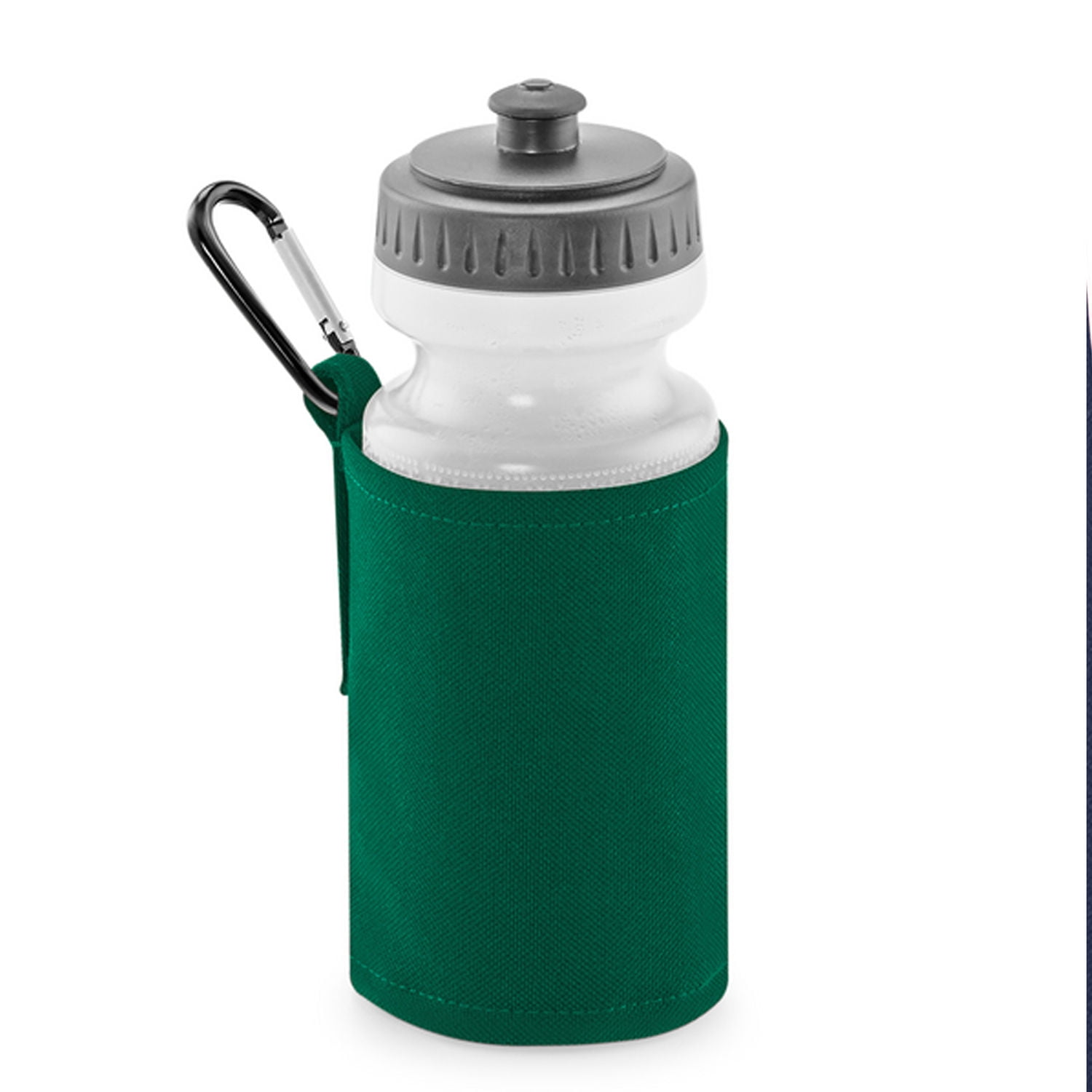 Quadra 500ml Plastic Water Bottle With Fabric Sleeve & Carabiner - Sky Blue, Pull-Up Nozzle, Belt Loop