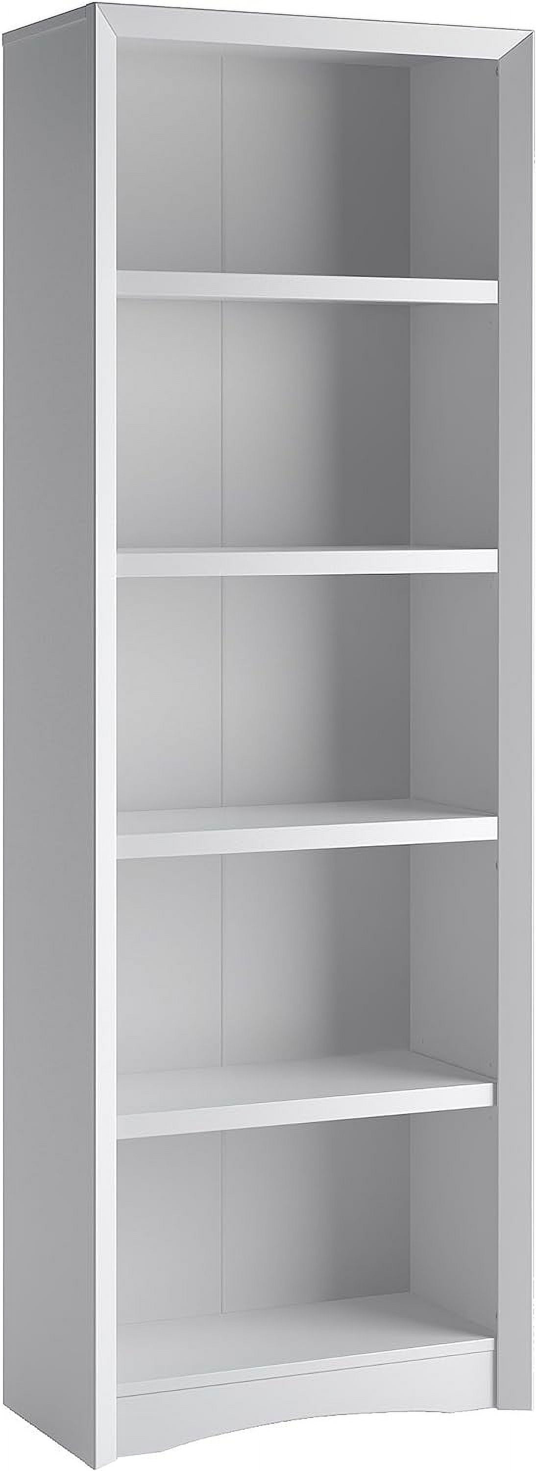 Quadra White Adjustable 5 Shelf Bookcase, 5 Tier Bookshelf with Open Shelves, Tall Skinny ...