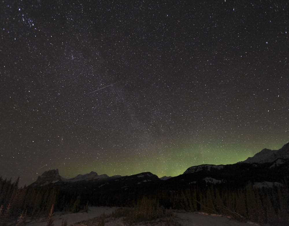 Quadrantid Meteor Shower Milky Way and Aurora Canvas Art - Yuichi TakasakaStocktrek Images (32 x 25)