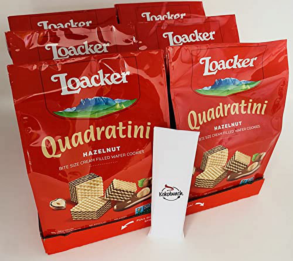 Quadratini Bite Size Hazelnut Filled Wafer Cookies Bundled With