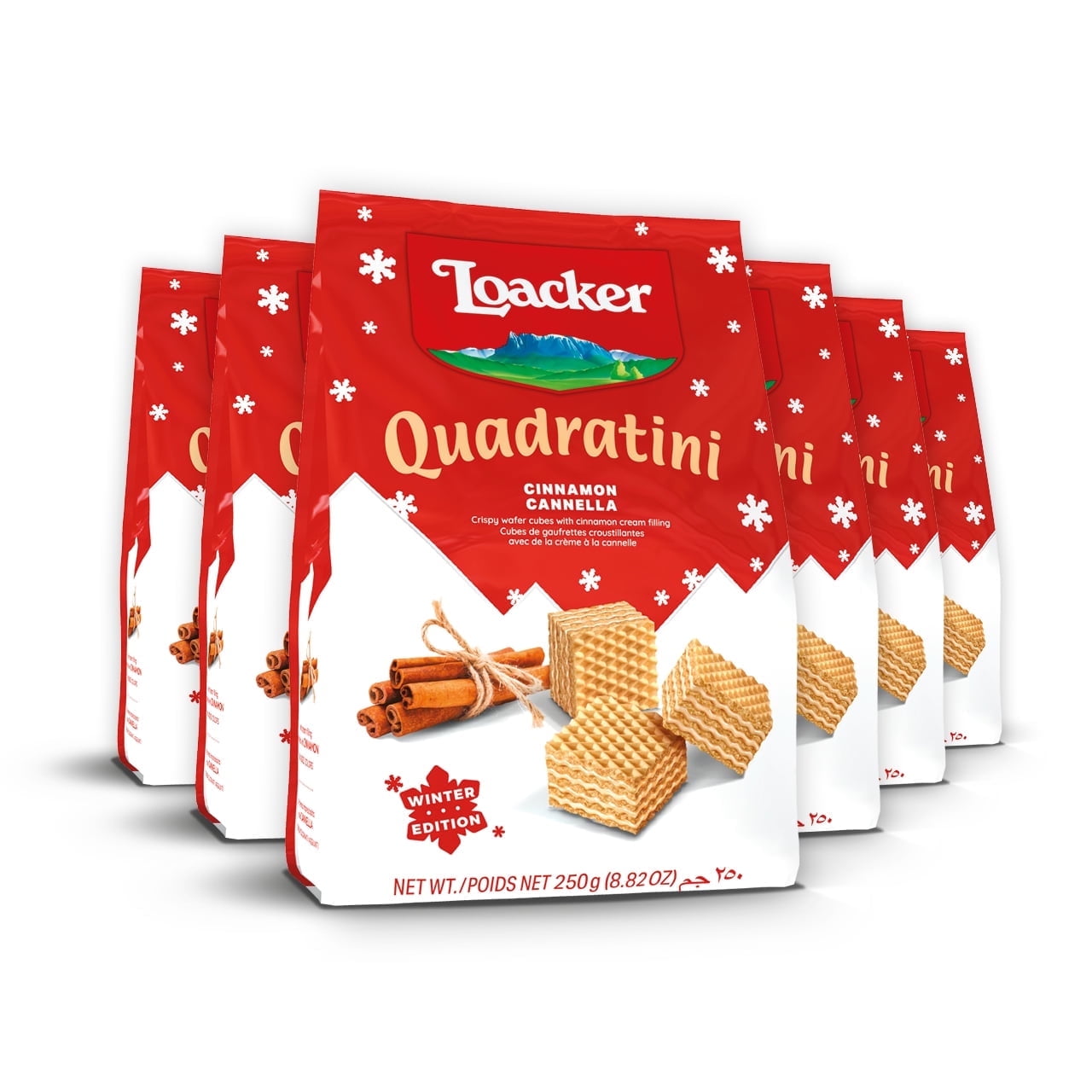 Quadratini Cinnamon, Bite-size Wafer Cookie, 8.82 oz, pack of 6